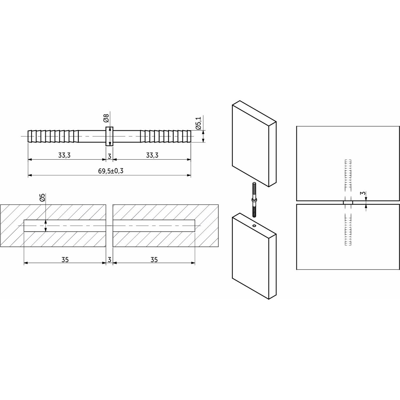 Соединитель фасадов 5.1x70 РП AKS 94793