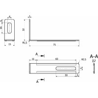 Уголок металлический (предохраняет от опрокидывания мебели) 75х30х15 (1,1), (уп/1тыс.шт)  AKS 58972