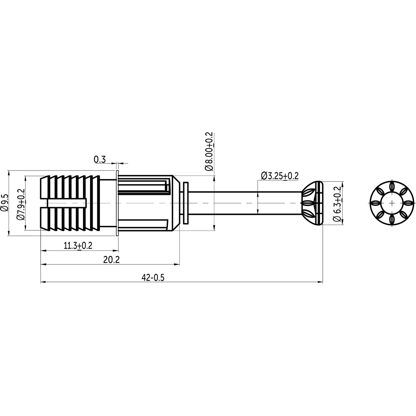 Шток эксцентрика распорный 8*34(42)мм (1уп.1тыс.шт.) AKS 58296