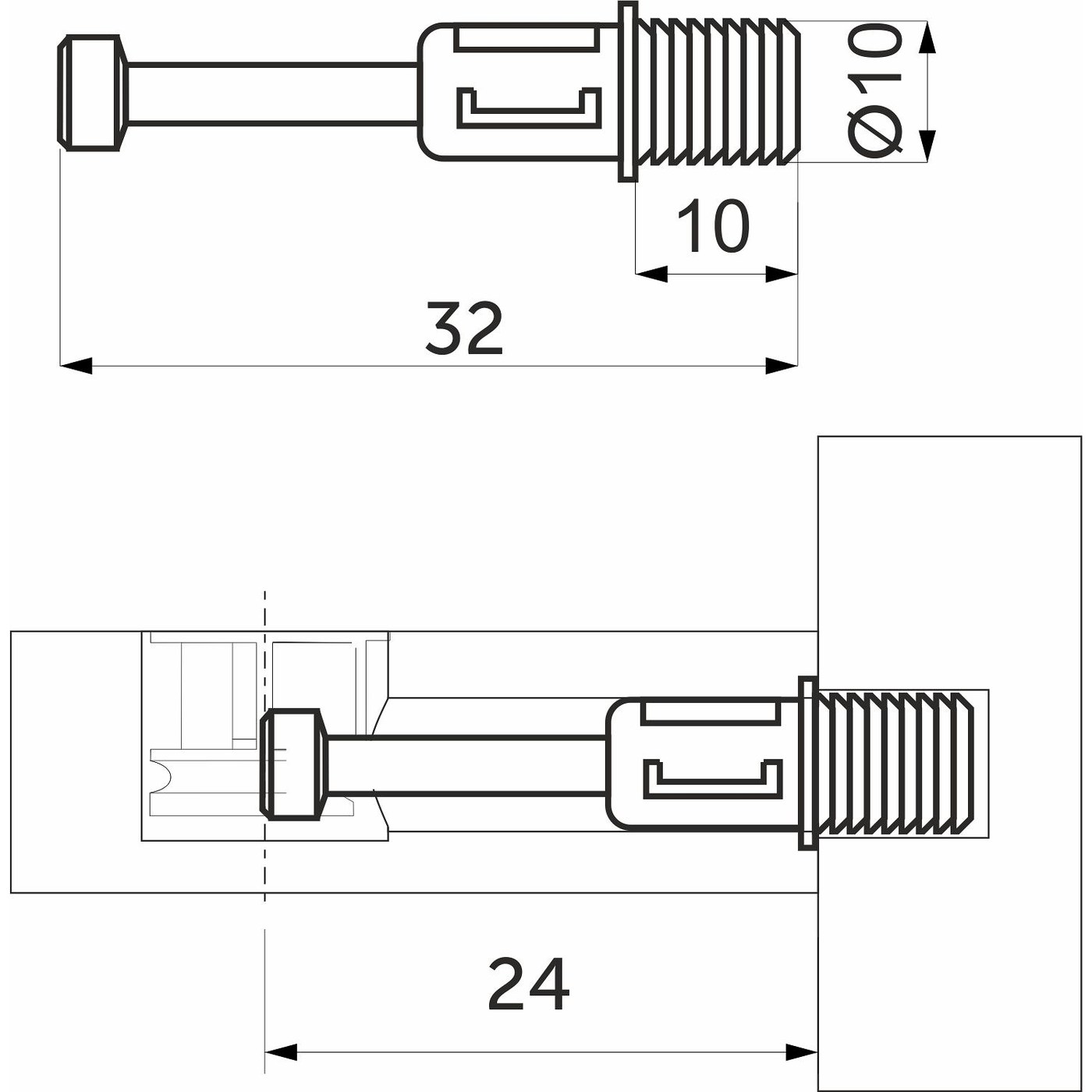 Шток эксцентрика распорный 10*24 (1уп.1тыс.шт.) AKS 75927