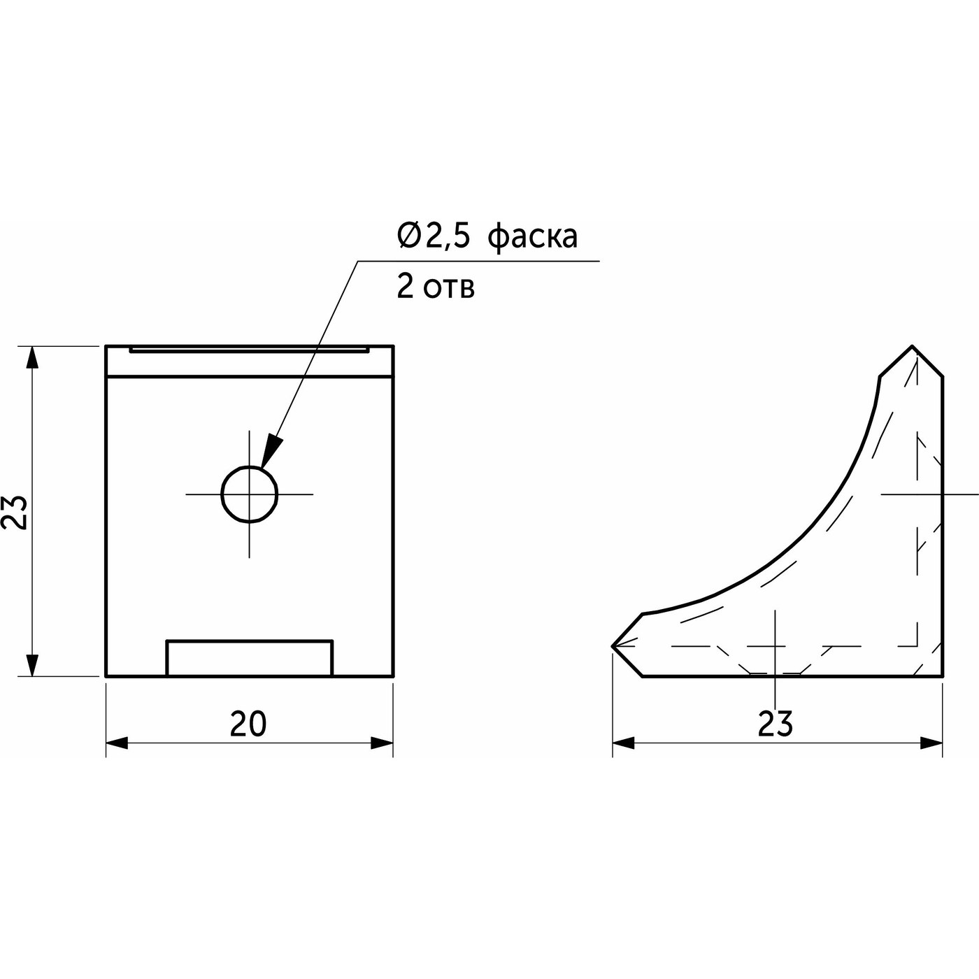 Уголок пластиковый радиусный 24*24 пепел 2 (уп/500шт) РБ 78082