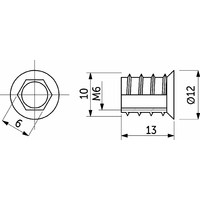 Гайка Rampa М6*10*13 с шестигранным углублением с буртиком (уп10 шт) AKS 61503