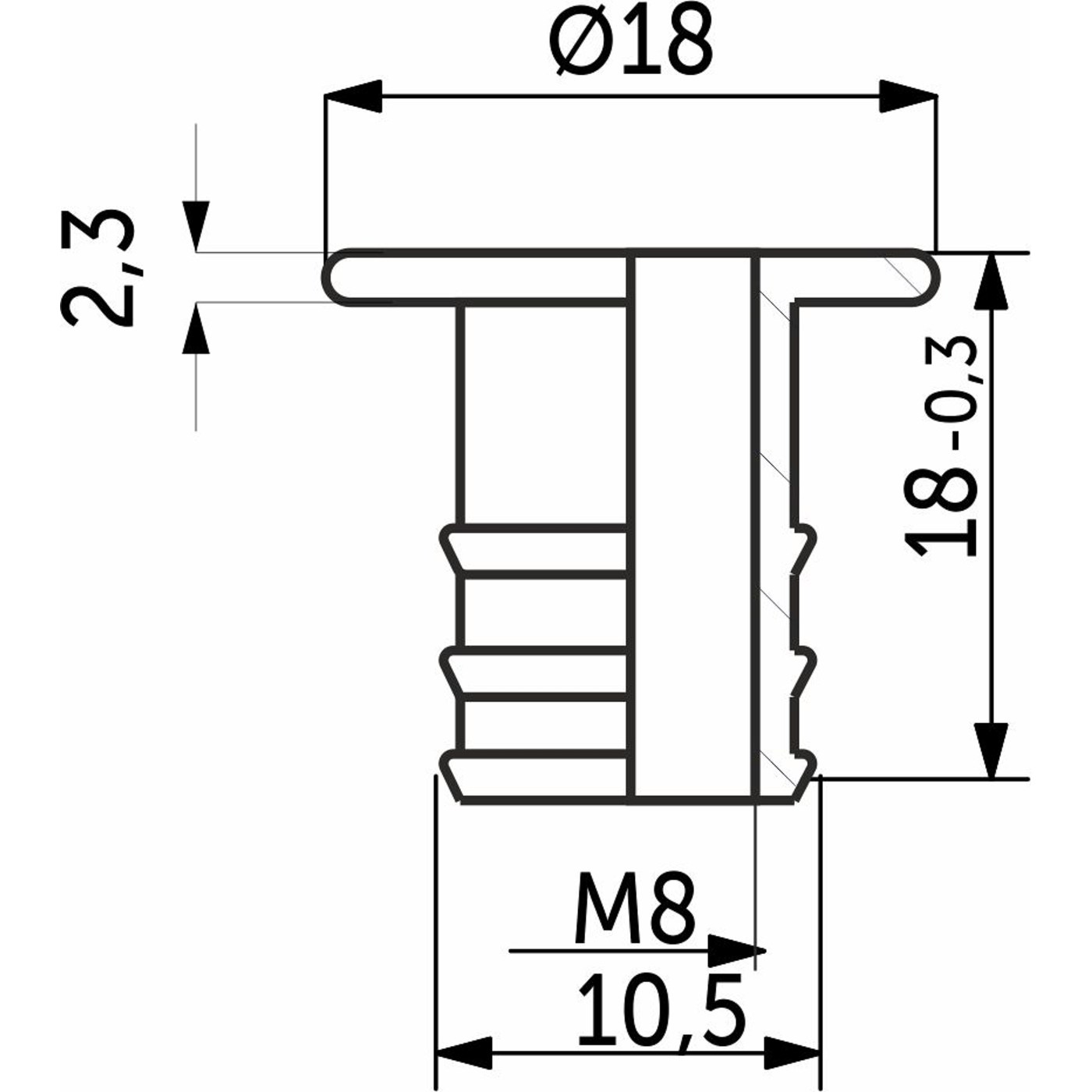 Муфта регулятора М8 вбиваемая (уп100 шт) AKS 102791