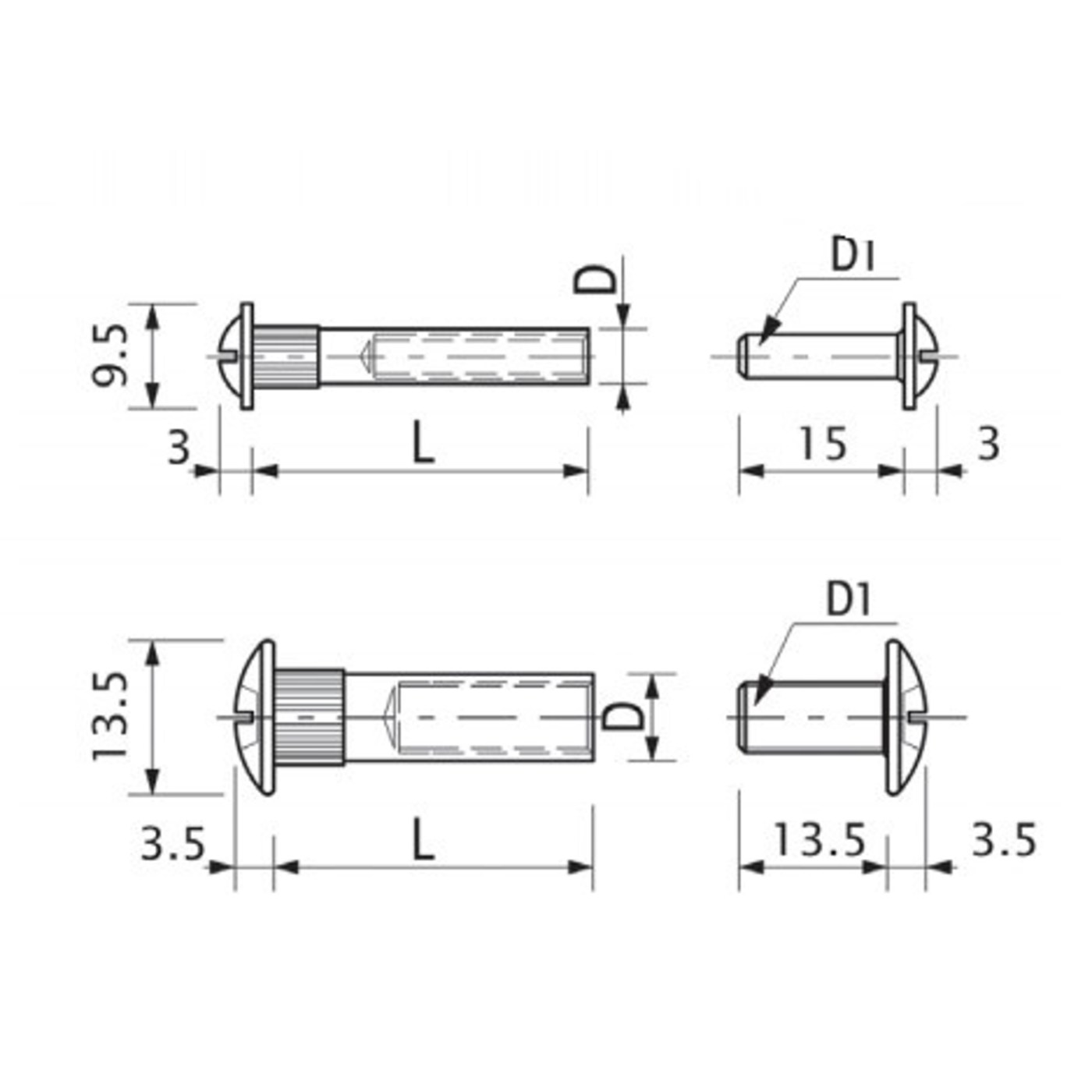 Стяжка межсекционная d8 М6*29 мм (уп100 шт) AKS 83603
