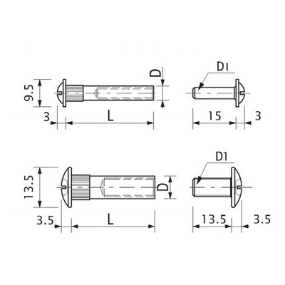 Стяжка межсекционная d8 М6*29 мм (уп10 шт) AKS 35212