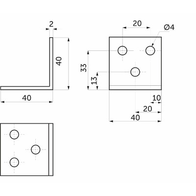 Уголок крепежный FSC-01 (2,0) 40*40*40 белый цинк (уп4 шт) AKS 87739
