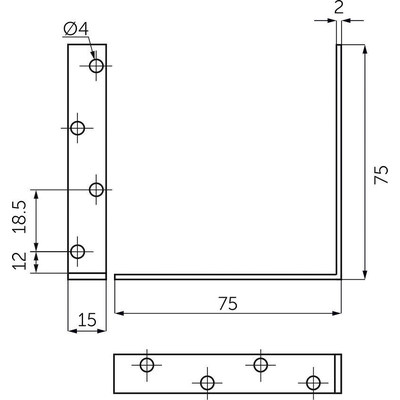 Уголок крепежный FSC-04 75*75*15 (2,0) белый цинк (уп4 шт) AKS 73485