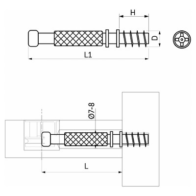 Шток эксцентрика 7*34 (45) мм цельнометаллический (1уп10 шт)  AKS 35213