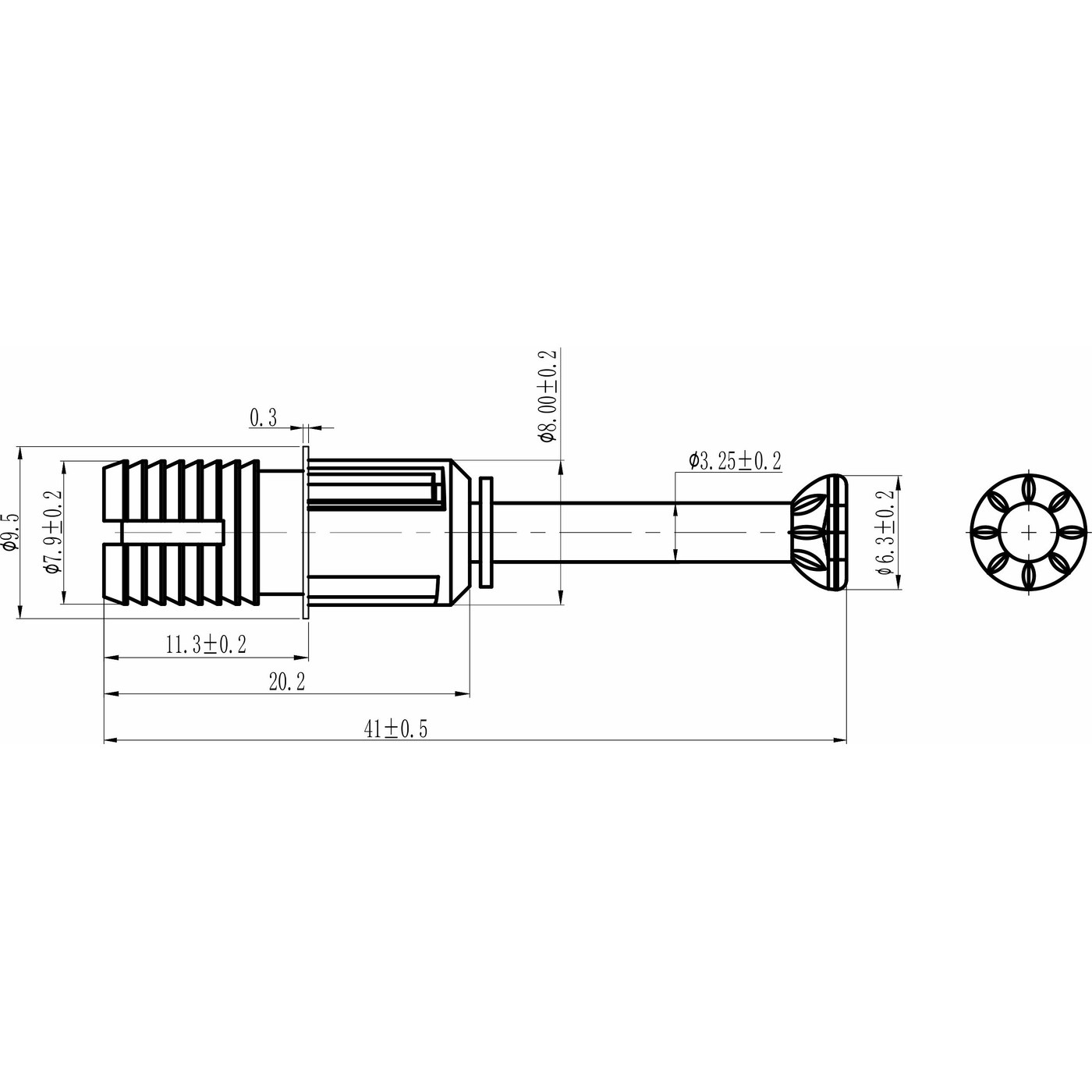 Шток эксцентрика распорный 8*34(42)мм (1уп10 шт) AKS 61726