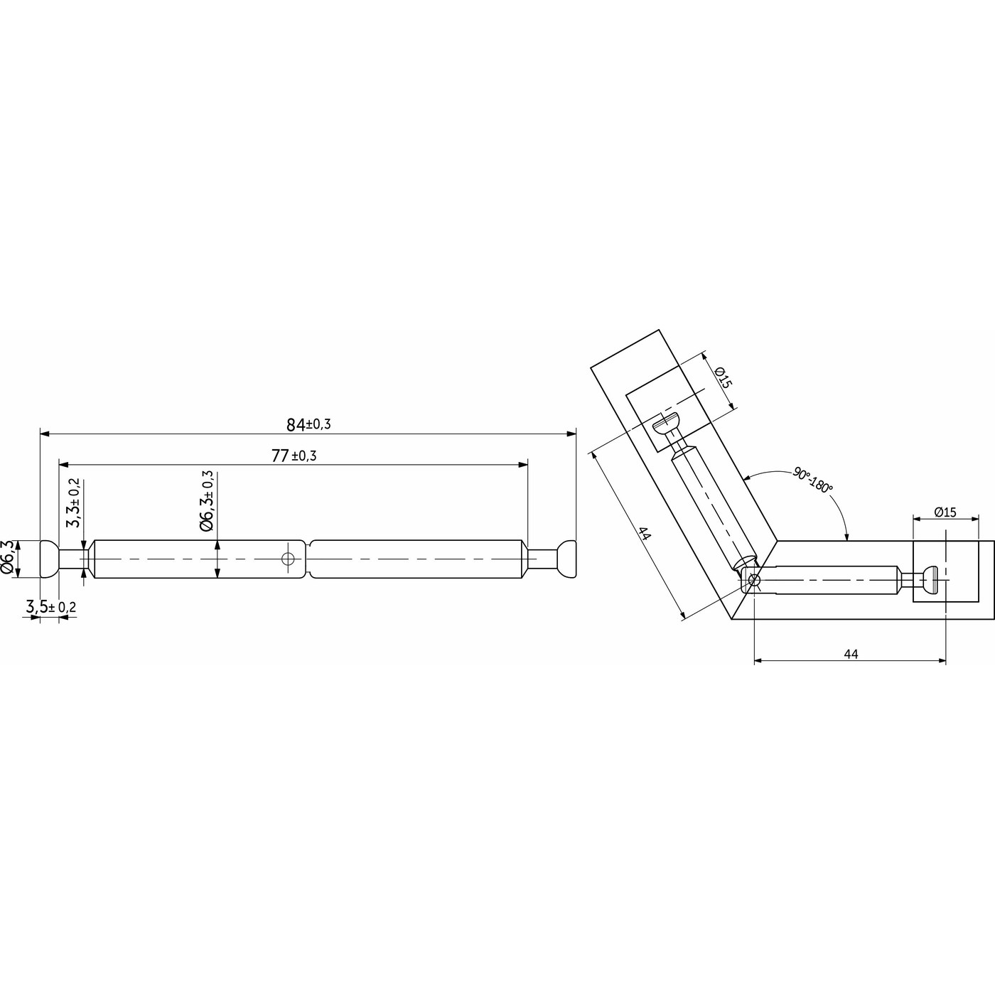 Шток эксцентрика двухсторонний шарнирный, регулировка угла 90-180 (1уп10 шт)  AKS 105060