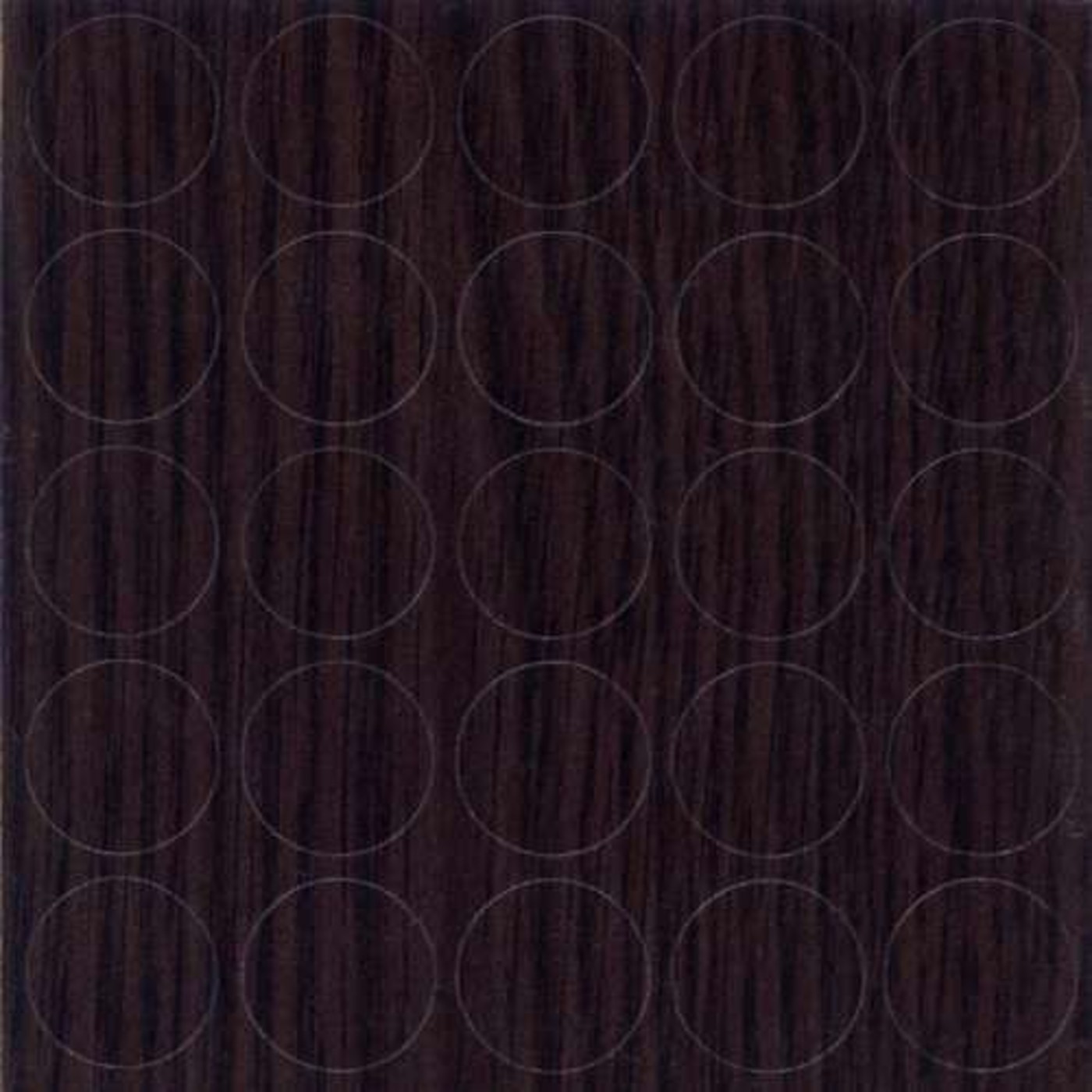 Заглушка самоклеящаяся d.14мм, по 25 штук на листе, цвет каштан венге 14.409