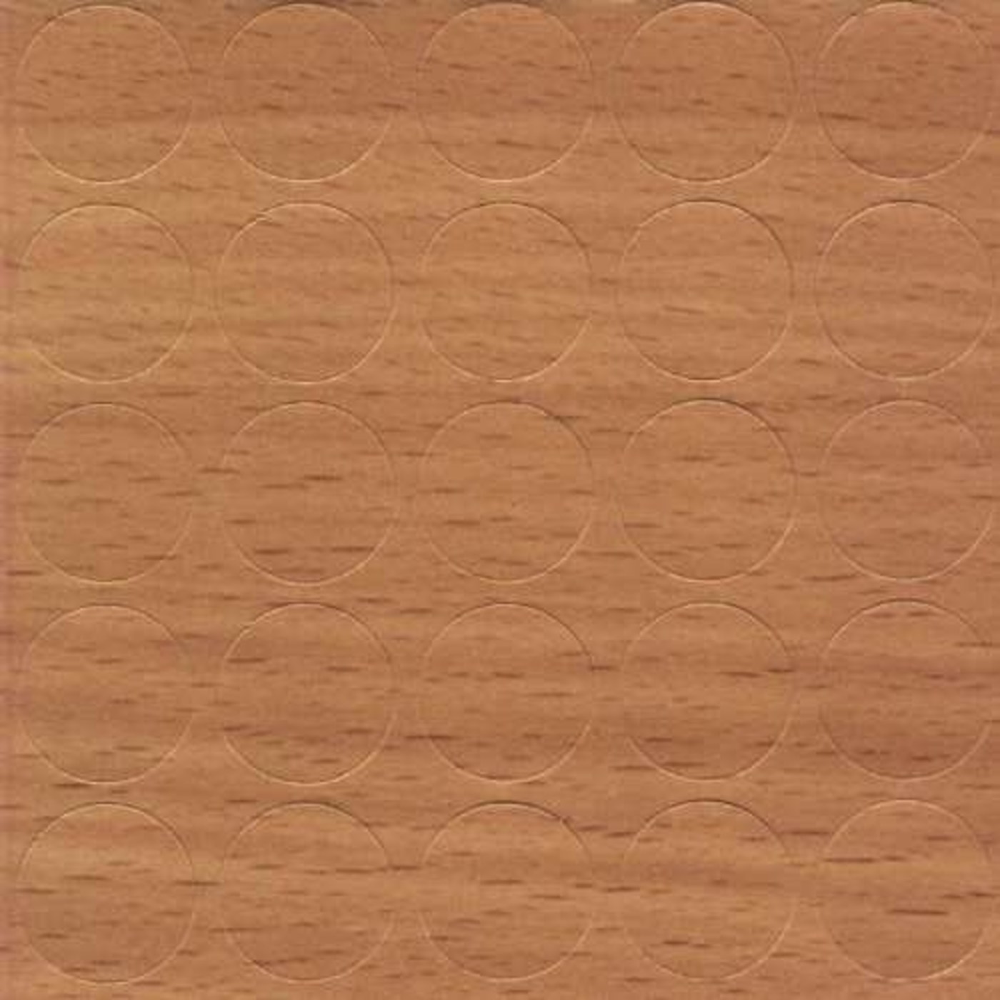 Заглушка самоклеящаяся d.14мм, по 25 штук на листе, цвет бук бавария 14.445