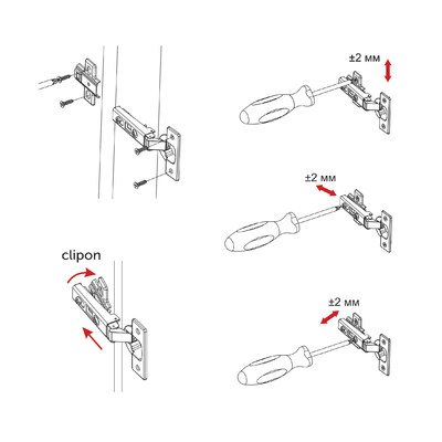 Петля накладная с доводчиком 45мм h0 clip-on AKS LIGHT 74160