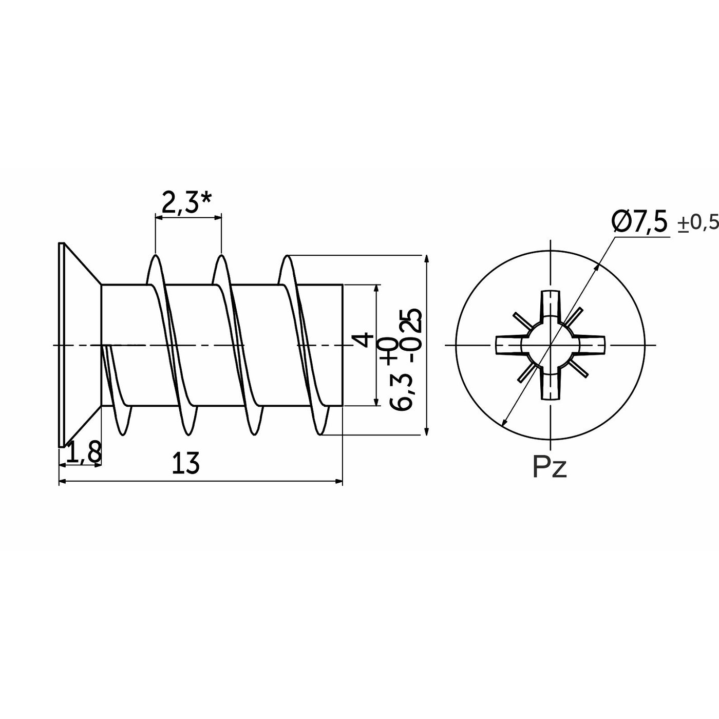 Шуруп EURO ES 6,3*13 (1уп.1,2тыс.шт./большая коробка 12 тыс.) AKS  45766