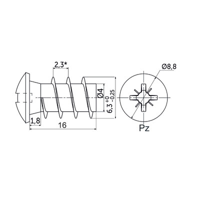 Шуруп EURO EK 6,3*16 (1уп.1000 шт.) AKS  24386