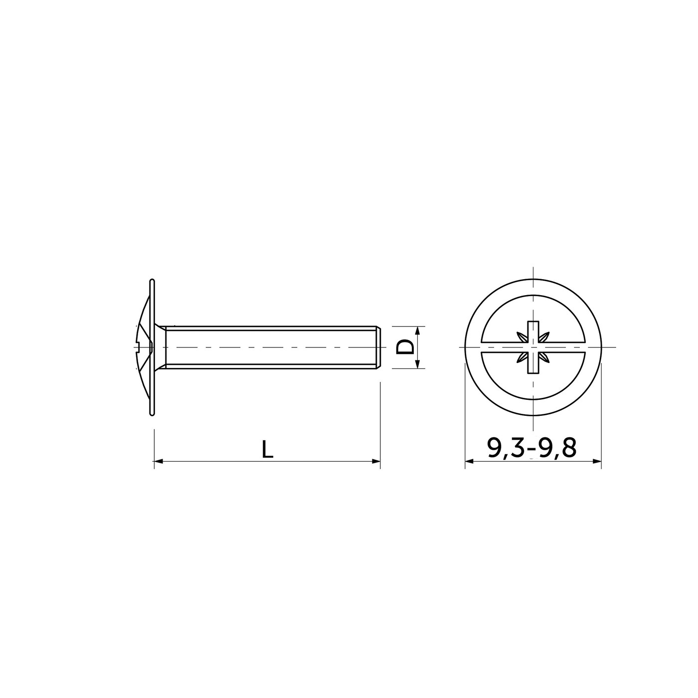 Винт для ручек 4,0*45 (1уп100 шт) AKS 43790