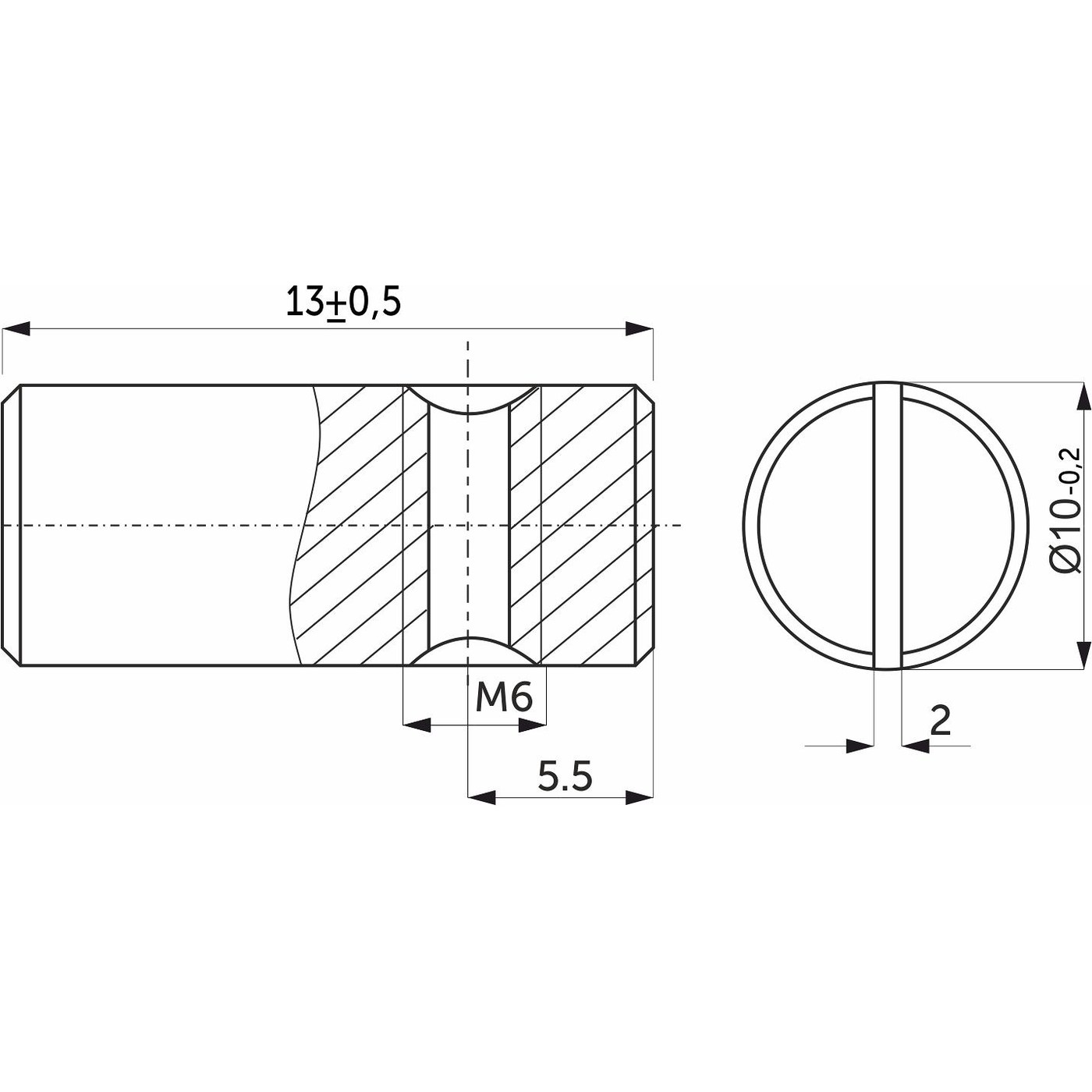 Гайка бочонок М6*10*13 несимметричная, белый цинк (уп100 шт) AKS 79268
