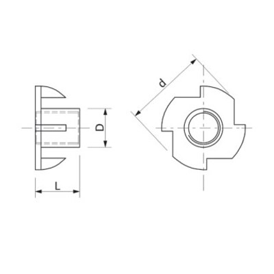 Гайка усовая (носковая) М6*9 (уп100 шт) AKS 59842