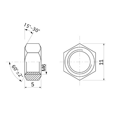 Гайка шестигранная М6, белый цинк (уп20 шт) AKS 87145