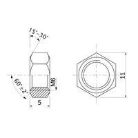 Гайка шестигранная М8, белый цинк (уп20 шт) AKS 87146