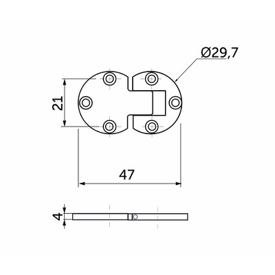 Петля барная металлическая плоская, металл/металл AKS  38603