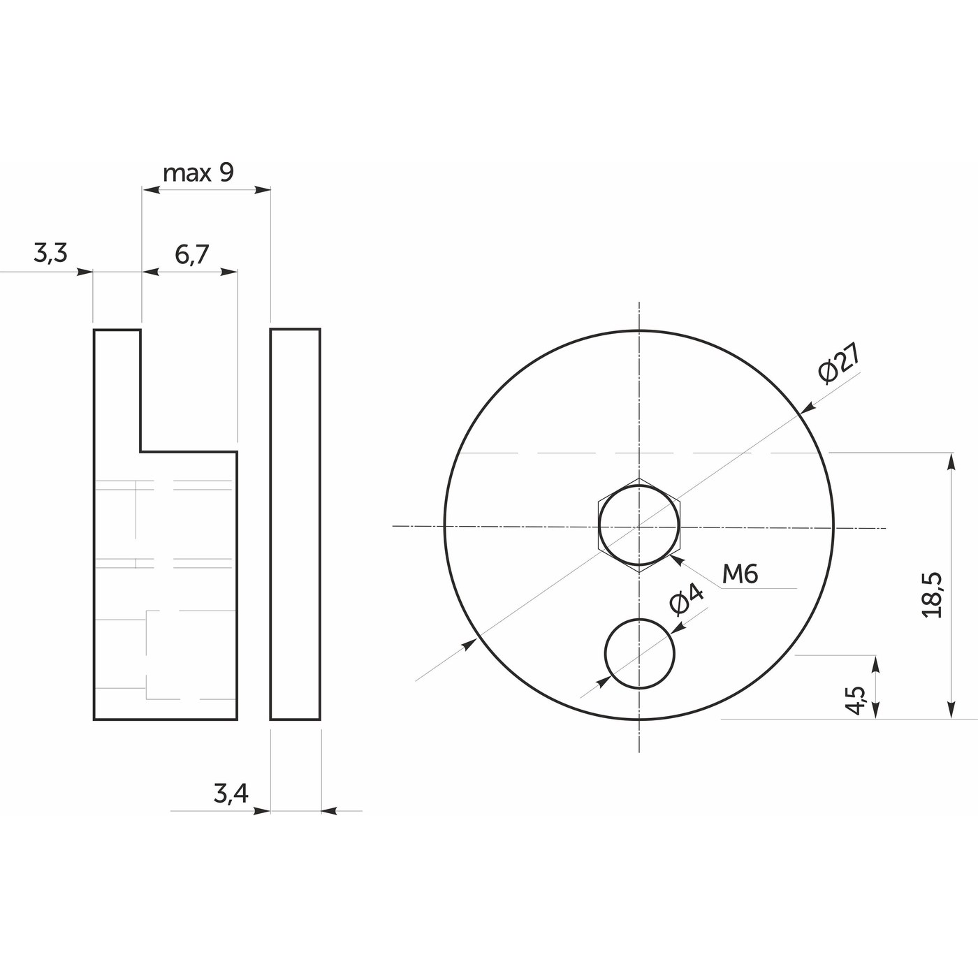 Крепление зеркала мет. MC-J60A D27 хром (4 шт.)  AKS 45221