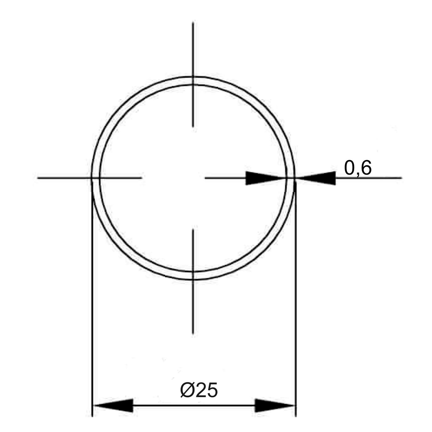 Труба d25  L-3000 (0,6 мм.), штанга хром AKS  45922