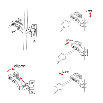Петля 45° с доводчиком, с 3D-регулировкой, с clipon AKS PLUS 65557