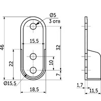 Штангодержатель для овальной трубы 15*30, черный AKS 57974