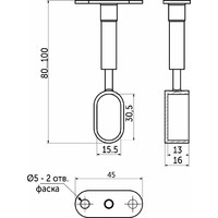 935А Держатель дистанционный концевой трубы овальной 30*15 регулируемый, хром AKS 14222