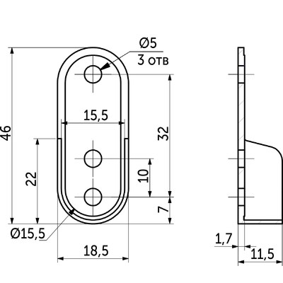 Штангодержатель для овальной трубы 15*30 (сталь), никель AKS 22710