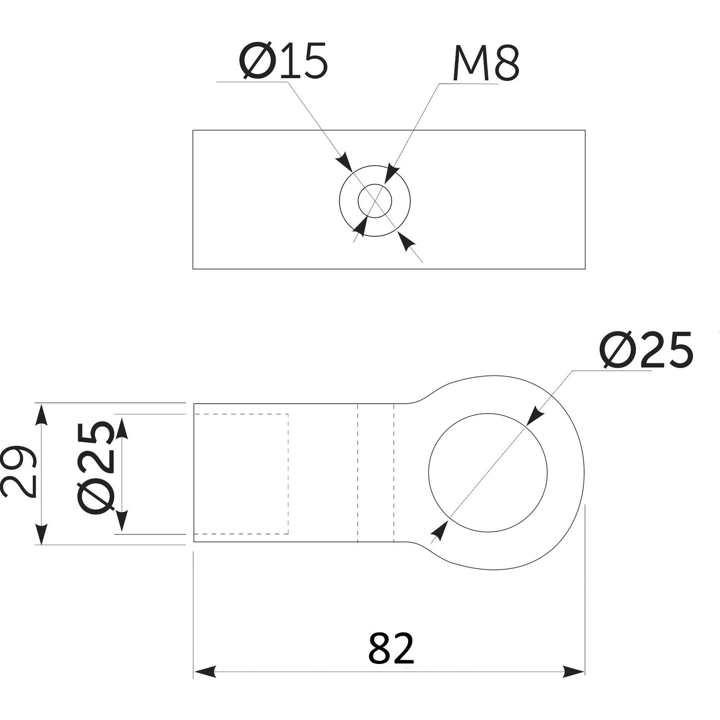 Соединитель 2-х труб d25 (560) простой, черный AKS 112431
