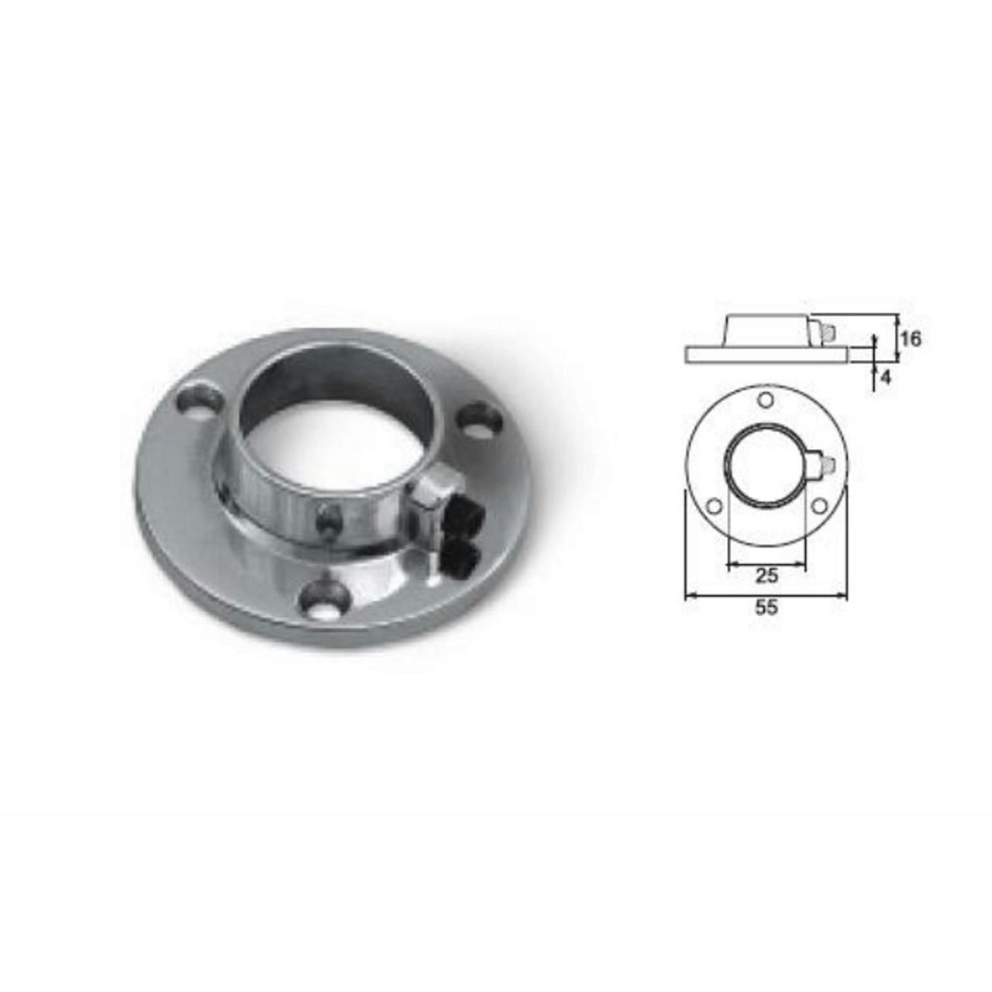 Штангодержатель для трубы d25, хром