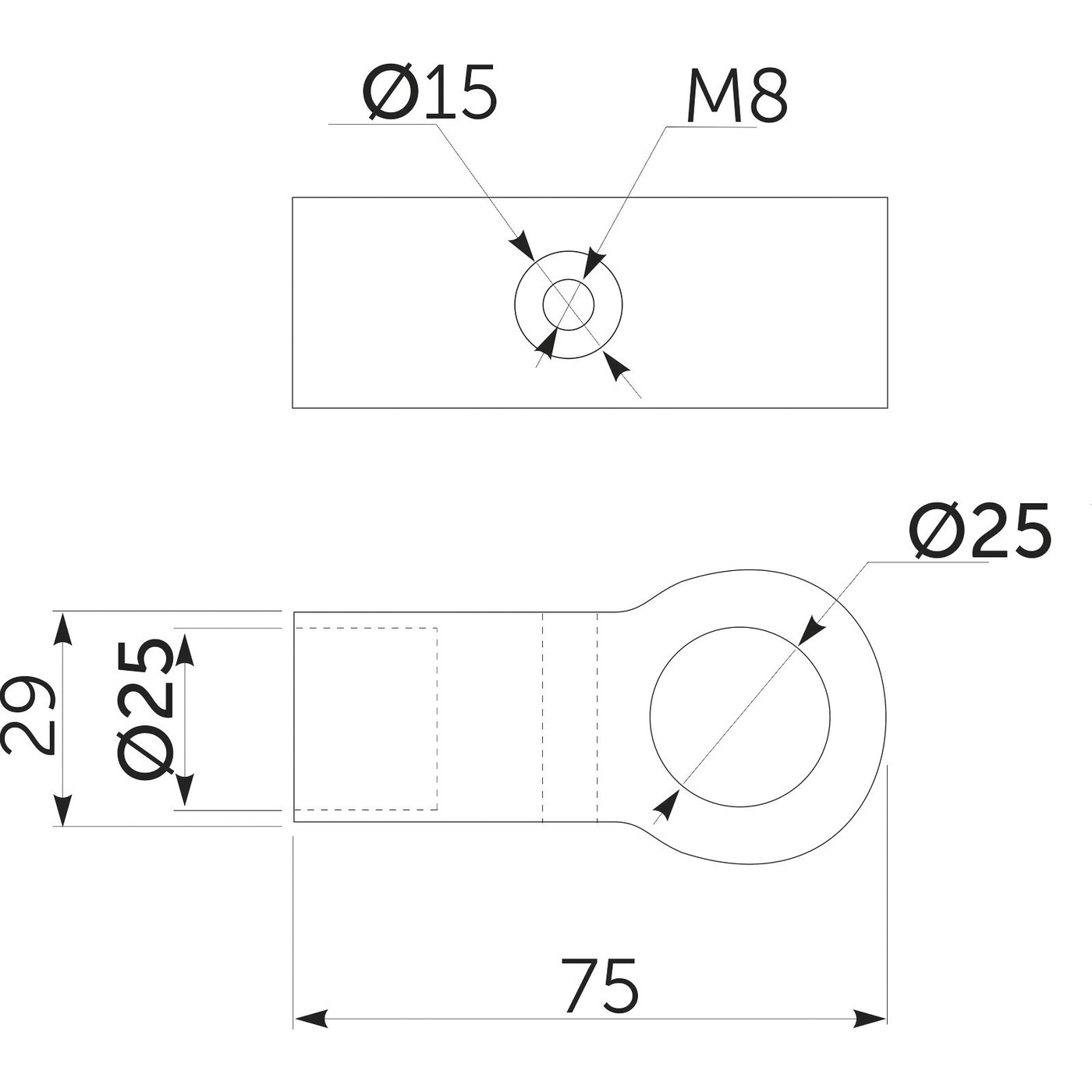 560 Соединитель 2-х труб d25мм, простой, AKS  23200