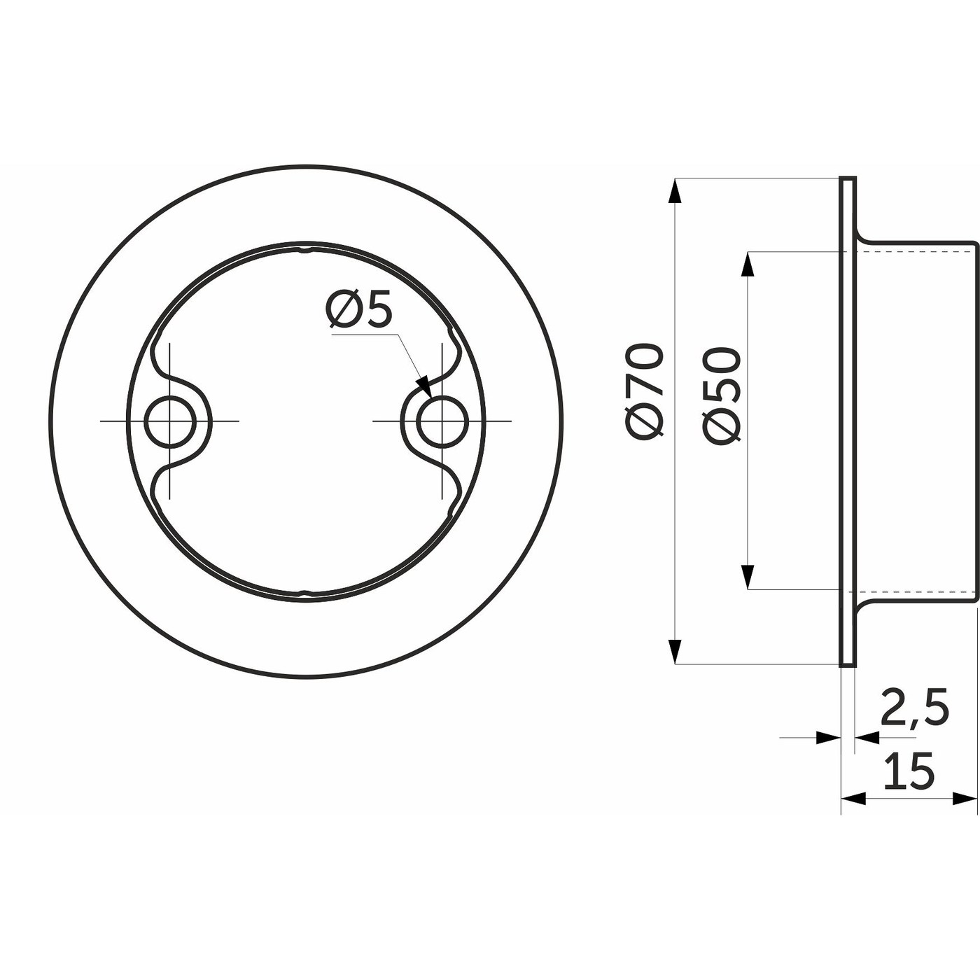 Крепление трубы d50мм к столешнику Z-184/C (скрытое крепление), хром AKS  12124
