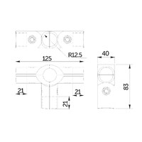 562 Соединитель "S-T" 4-х труб d25мм  AKS  14289