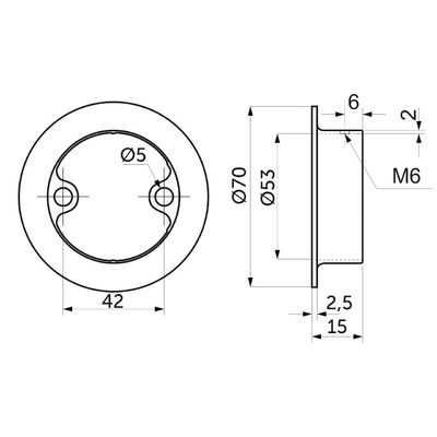 Штангодержатель d50 мм декоротивная с винтом, хром AKS 72070
