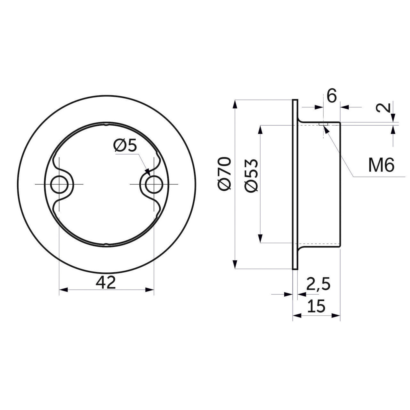 Штангодержатель d50 мм декоротивная с винтом, хром AKS 72070