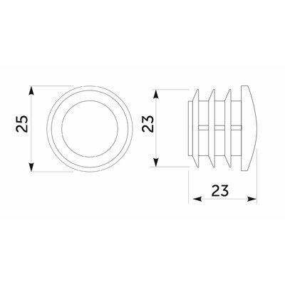 507D Заглушка трубы полукруглая d25мм 1,0мм AKS  22688