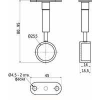 936А Держатель дистанционный непроходной с регуляцией трубы d25, хром AKS 14210