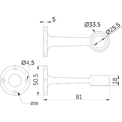 994 Держатель дистанционный проходной трубы d25, хром AKS 14214