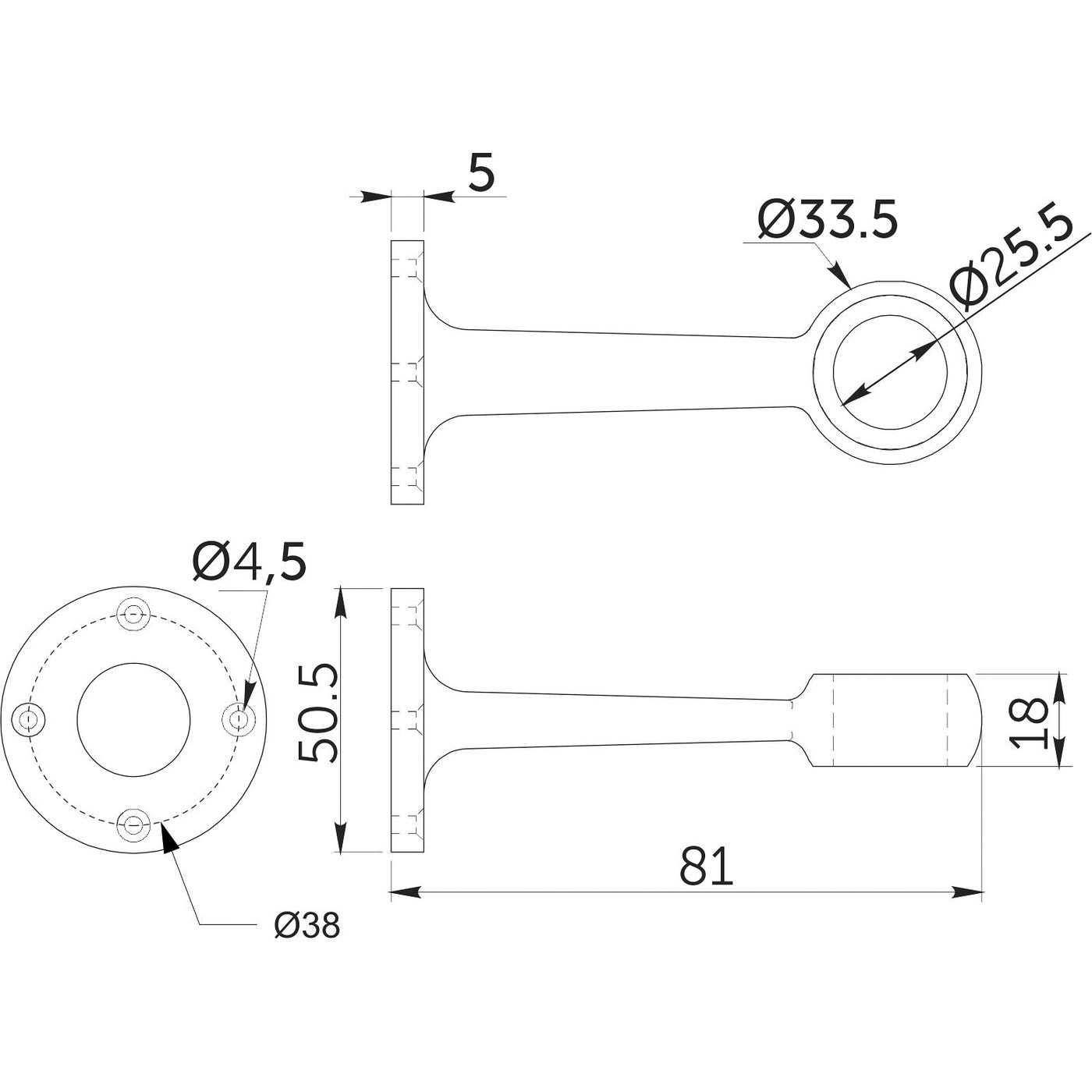 994 Держатель дистанционный проходной трубы d25, хром AKS 14214