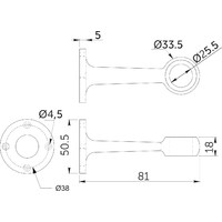 994 Держатель дистанционный проходной трубы d25, хром AKS 14214