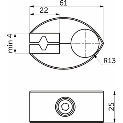 550 Соединитель стекло/плита к трубе d25 одинарный (с вкладышами), хром AKS 14258