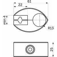 550 Соединитель стекло/плита к трубе d25 одинарный (с вкладышами), хром AKS 14258