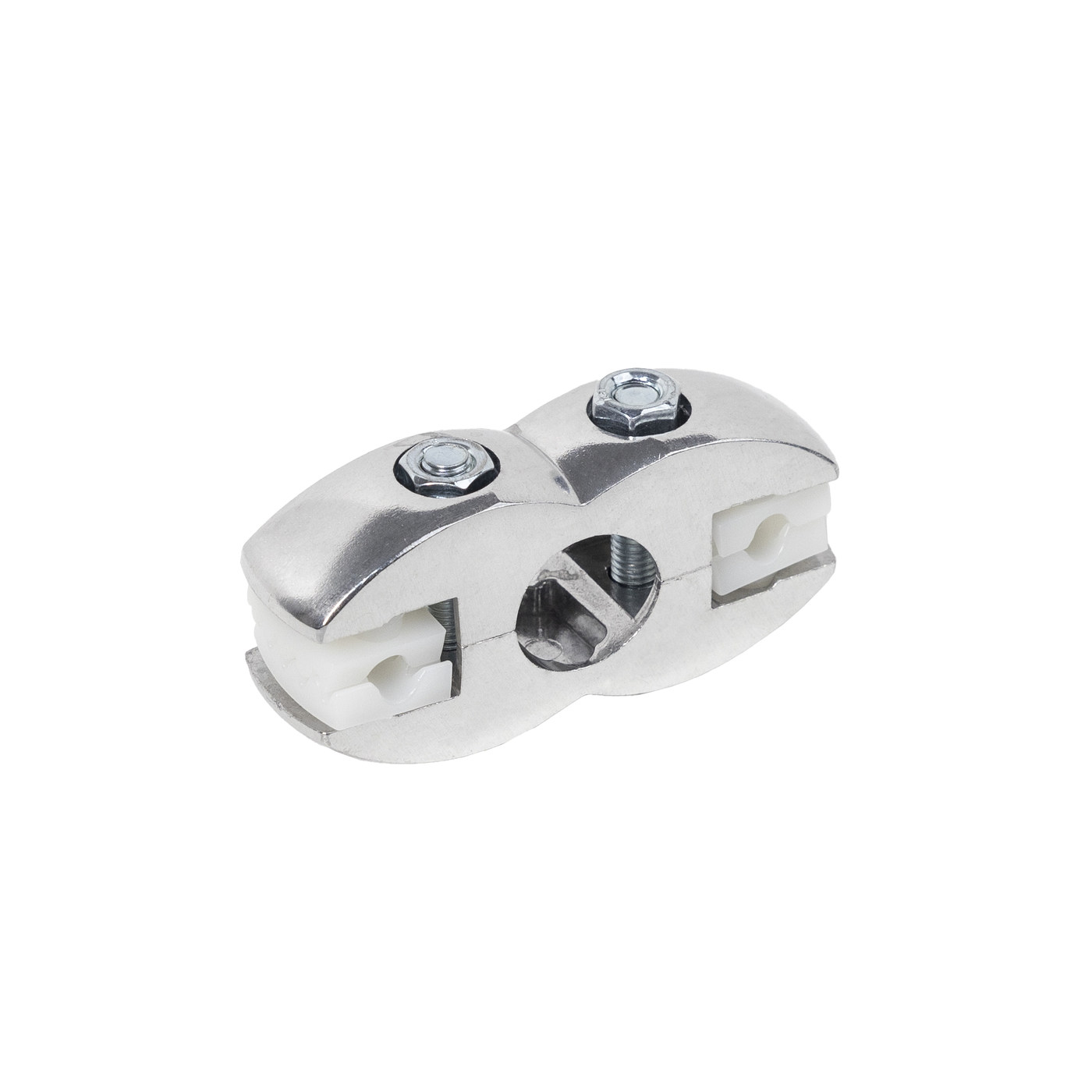 551 Соединитель стекло/плита к трубе d25 двойной (с вкладышами), хром AKS 14288