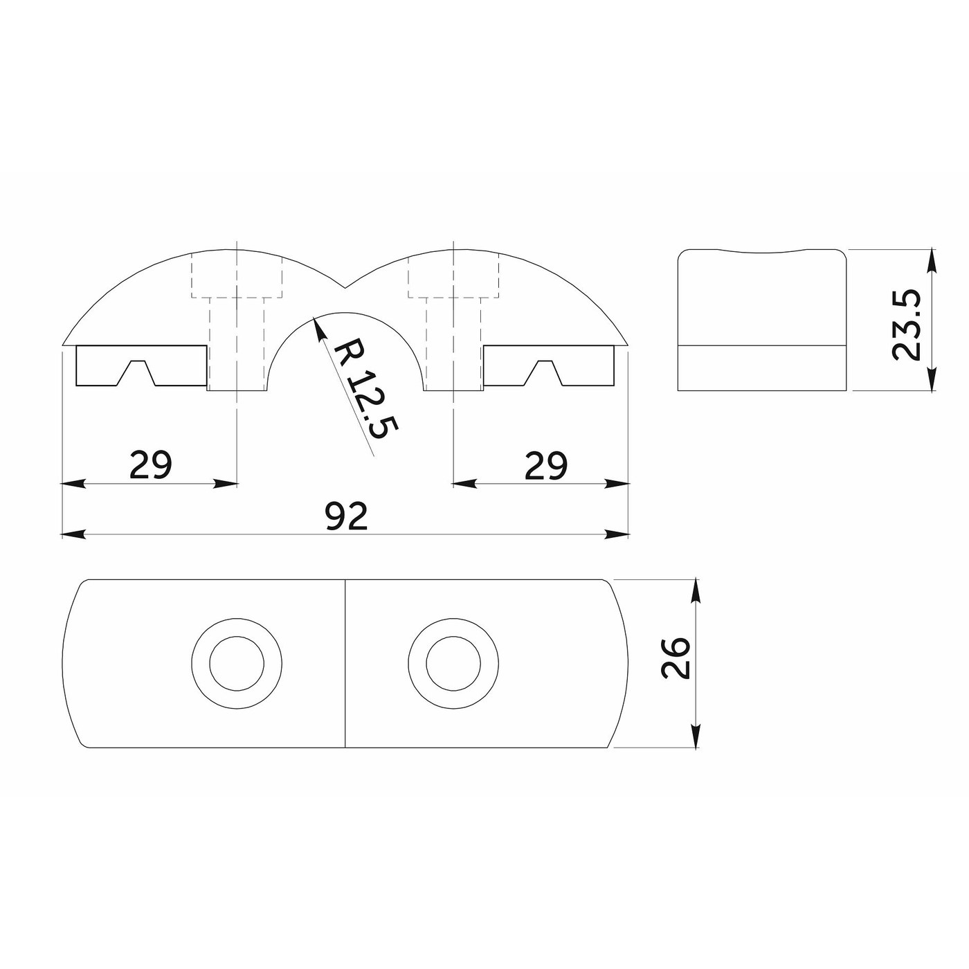 551 Соединитель стекло/плита к трубе d25 двойной (с вкладышами), хром AKS 14288