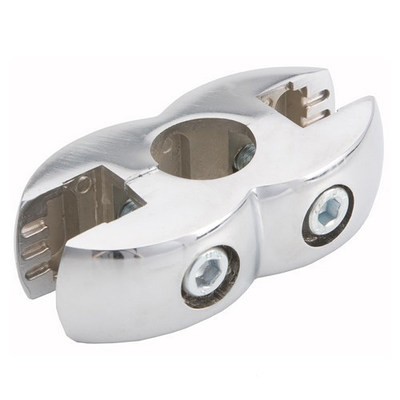 551 Соединитель стекло/плита к трубе d25 двойной (с вкладышами), хром AKS 14288