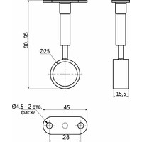 936 Держатель дистанционный проходной с регуляцией трубы d25, хром AKS 14209