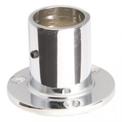 510Е Крепление (розетка) высокое трубы d25мм, хром AKS 14301